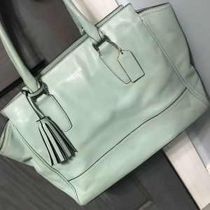 Mint Green Coach Handbag / Fuchsia Wallet -Leather